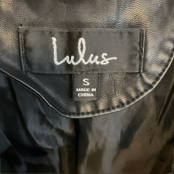 Faux Vegan Leather Jacket Black Moto Biker Goth Punk Rock Size S Lula's - Picture 5 of 15